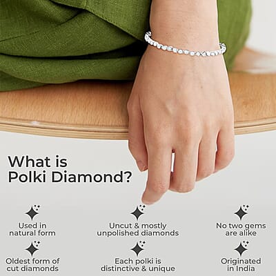 Polki Diamond Tennis Bracelet, Sterling Silver Bracelet, Polki Diamond Bracelet, Bracelet For Her (7.00 In) 2.00 ctw