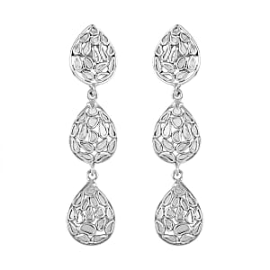 Polki Diamond Dangle Earrings in Sterling Silver 1.50 ctw