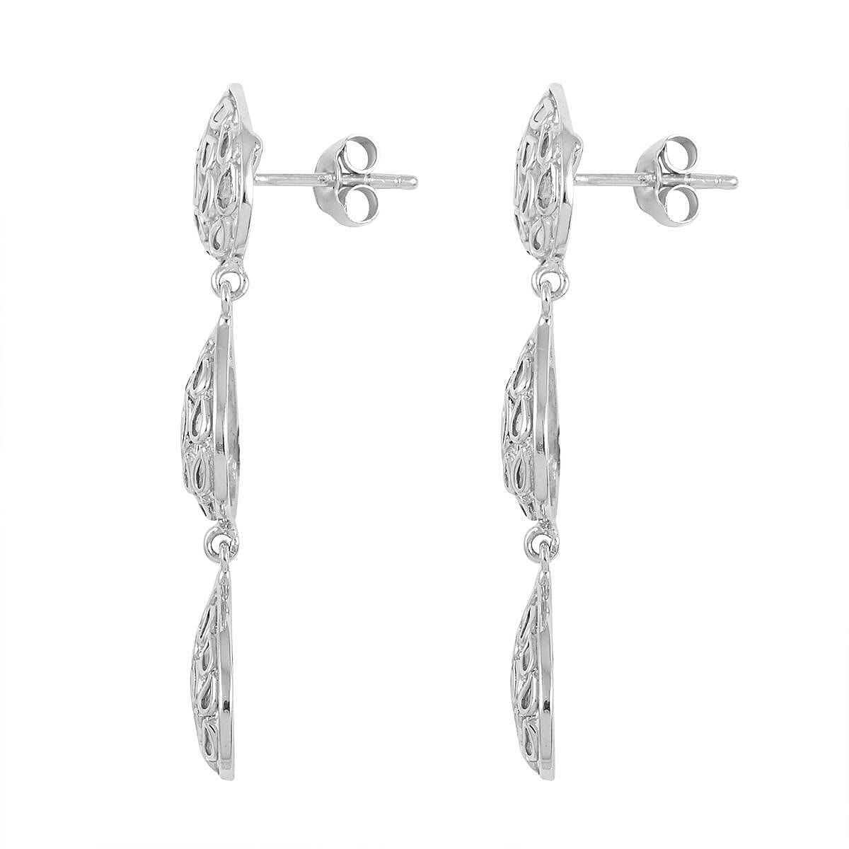 Polki Diamond Dangle Earrings in Sterling Silver 1.50 ctw image number 3