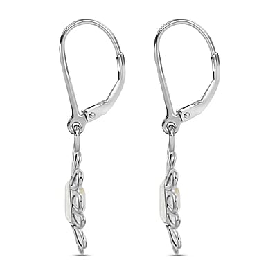 White Moonstone Earrings, Polki Diamond Accent Earrings, Flower Earrings, Floral Earrings, Sterling Silver Earrings, Drop Earrings, Lever Back Earrings 2.00 ctw