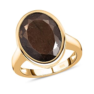 Chocolate Sapphire 11.40 ctw Fancy Ring in Vermeil Yellow Gold Over Sterling Silver (Size 6.5)