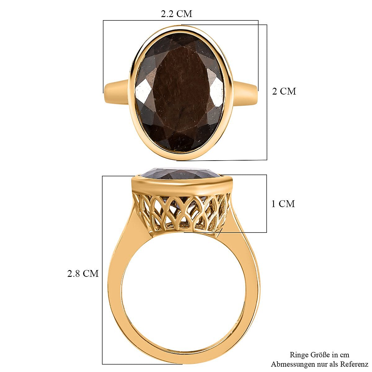 Chocolate Sapphire 11.40 ctw Fancy Ring in Vermeil Yellow Gold Over Sterling Silver (Size 10.0) (5 g)