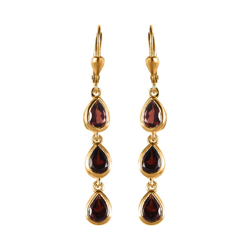 Mozambique Garnet 5.00 ctw Earring in 14K YG Over Sterling Silver