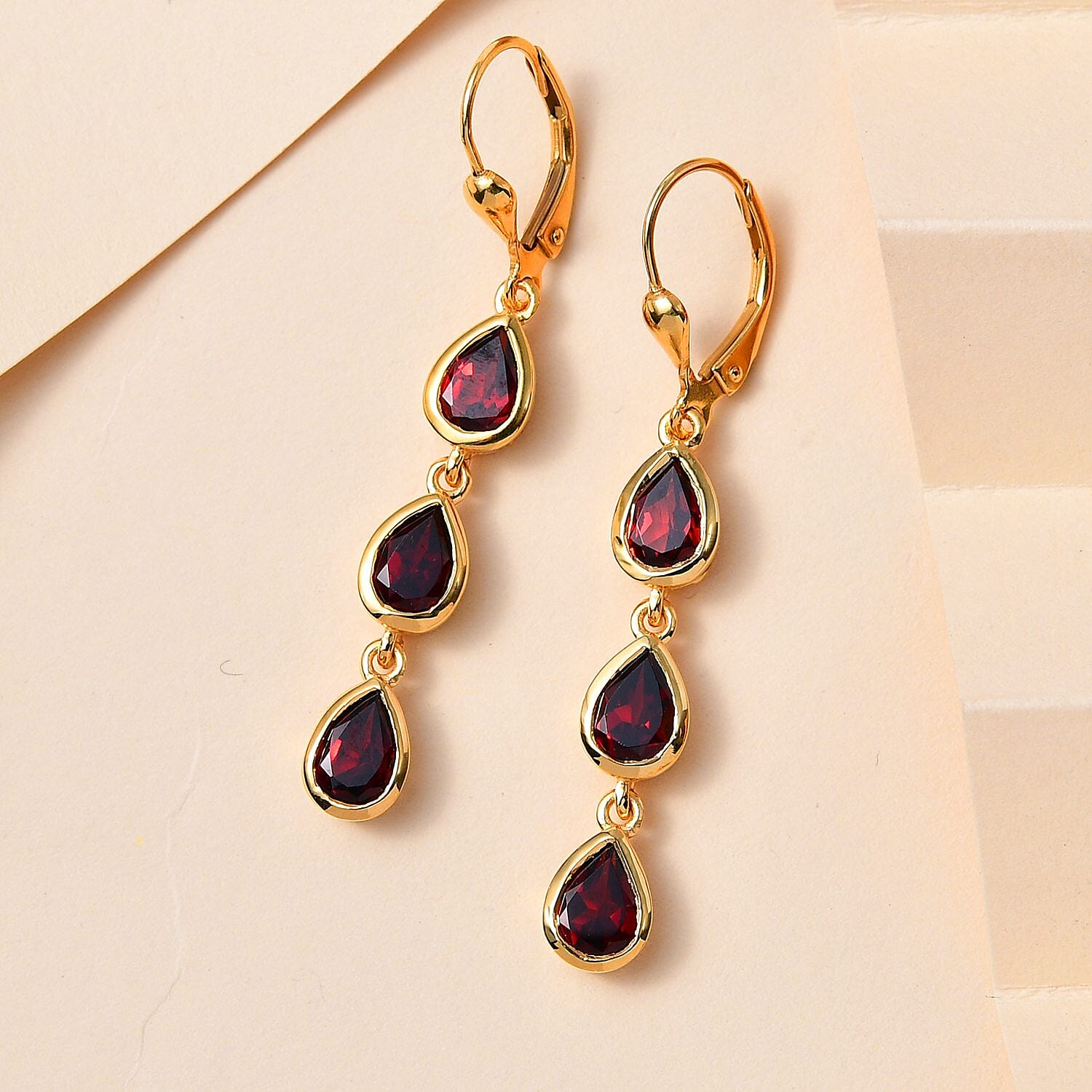 Mozambique Garnet 5.00 ctw Earring in 14K YG Over Sterling Silver
