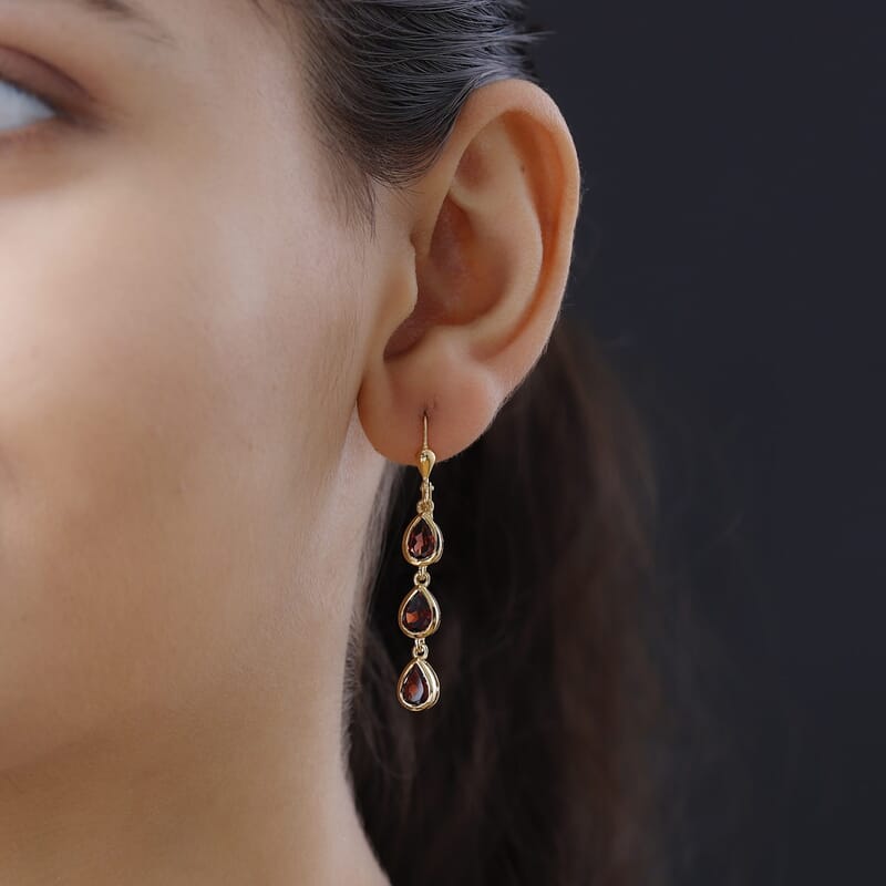 Mozambique Garnet 5.00 ctw Earring in 14K YG Over Sterling Silver