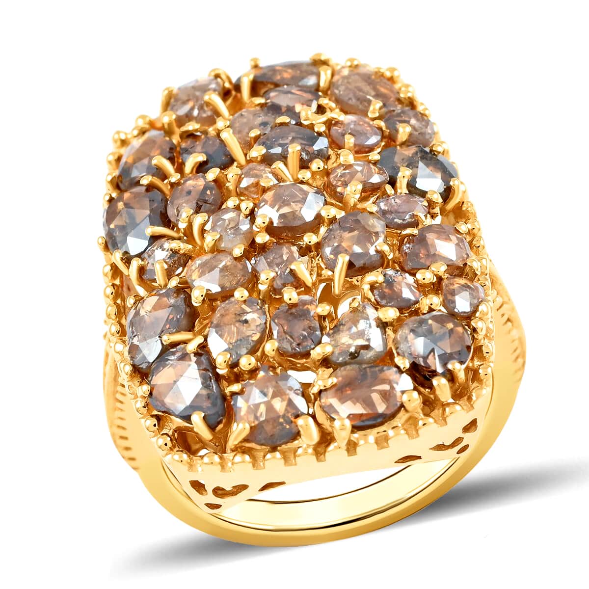 Doorbuster Natural Champagne Diamond Ring in Vermeil Rose Gold Sterling Silver 1.50 ctw image number 0
