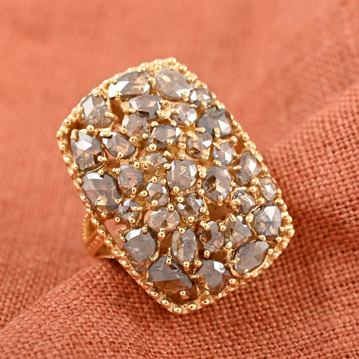 Doorbuster Natural Champagne Diamond Ring in Vermeil Rose Gold Sterling Silver 1.50 ctw image number 1