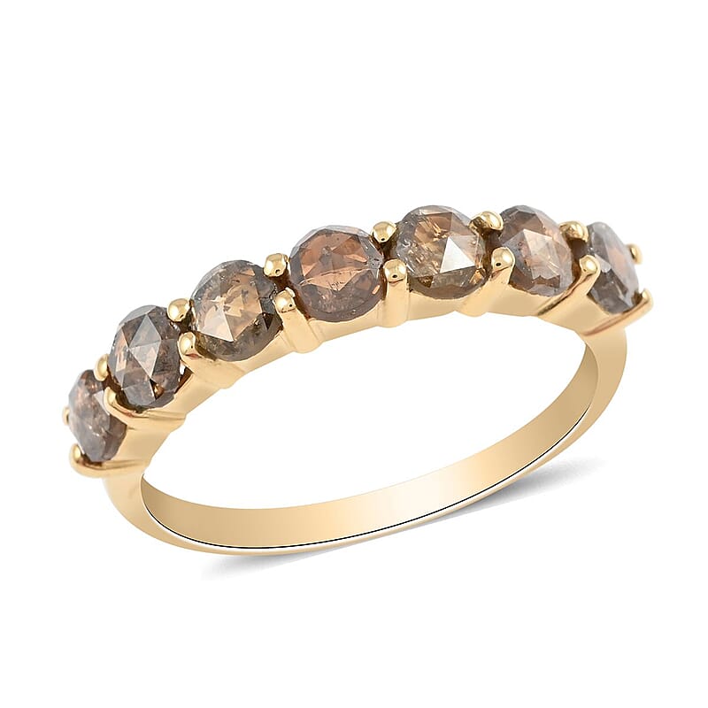 Natural Champagne Diamond Ring in Vermeil Rose Gold Sterling Silver (Size 10.0) 1.50 ctw