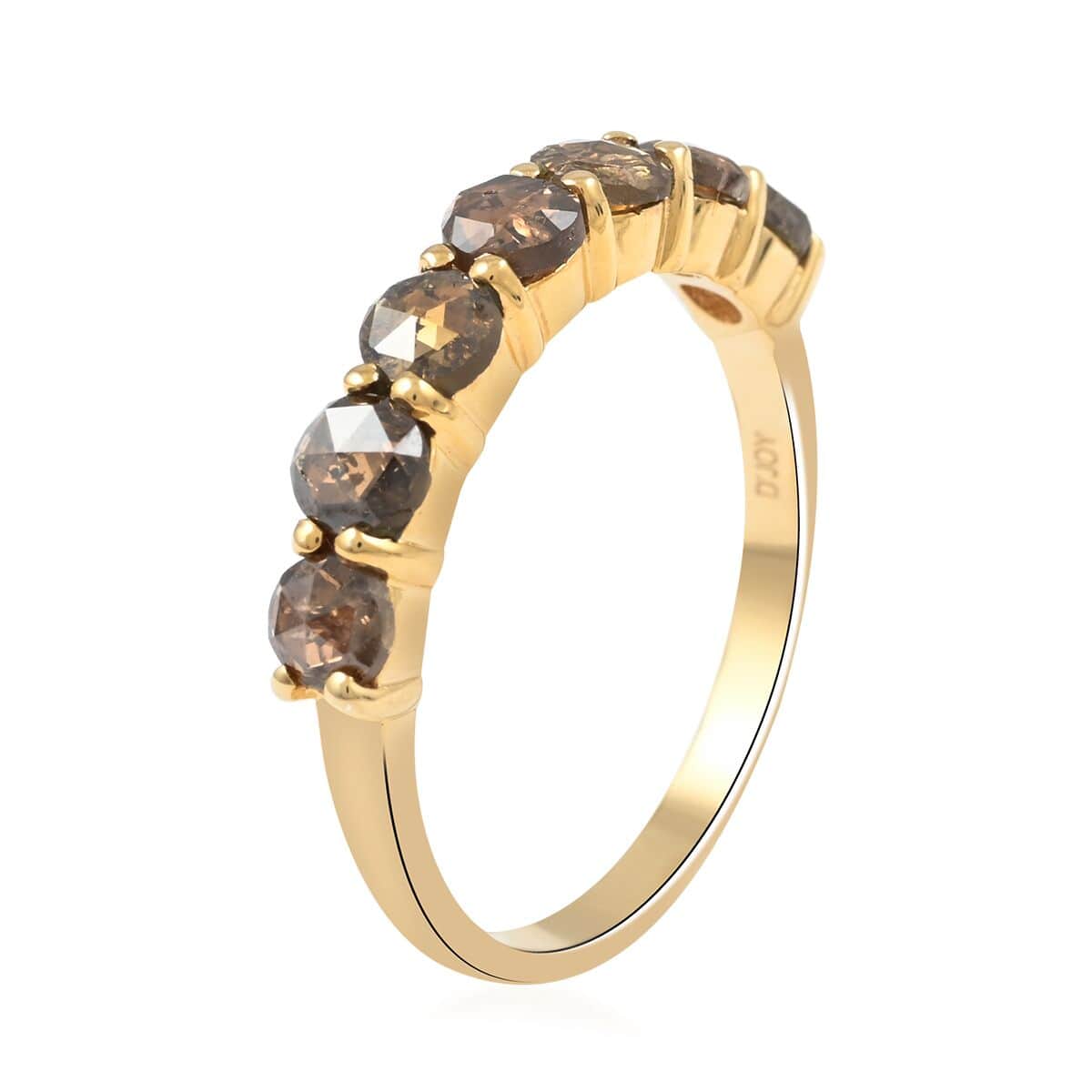 Natural Champagne Diamond Ring in Vermeil Rose Gold Sterling Silver 1.50 ctw image number 3