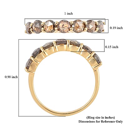 Natural Champagne Diamond Ring in Vermeil Rose Gold Sterling Silver (Size 10.0) 1.50 ctw
