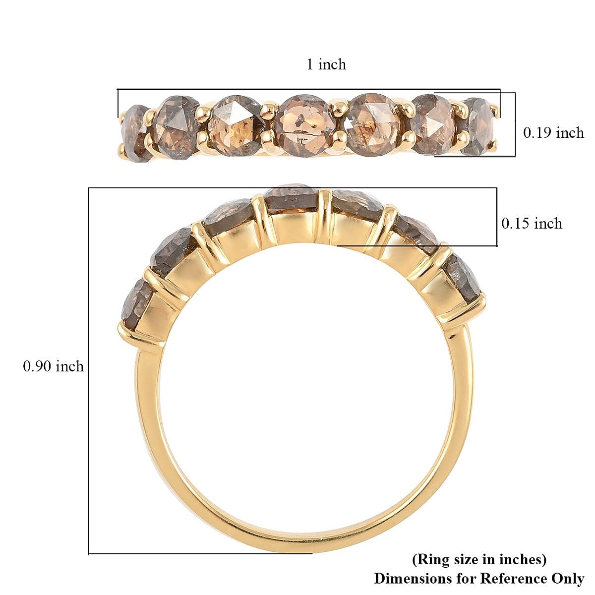 Natural Champagne Diamond Ring in Vermeil Rose Gold Sterling Silver (Size 5.0) 1.50 ctw
