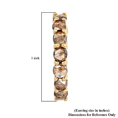 Natural Champagne Diamond Hoop Earrings in Vermeil Rose Gold Over Sterling Silver 5.00 ctw