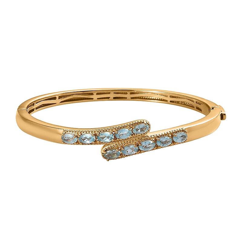 Karis Madagascar Paraiba Apatite Bangle Bracelet in 18K YG Plated (6.50 In) 2.40 ctw