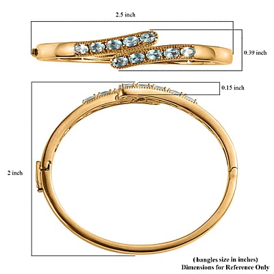 Karis Madagascar Paraiba Apatite Bangle Bracelet in 18K YG Plated (6.50 In) 2.40 ctw