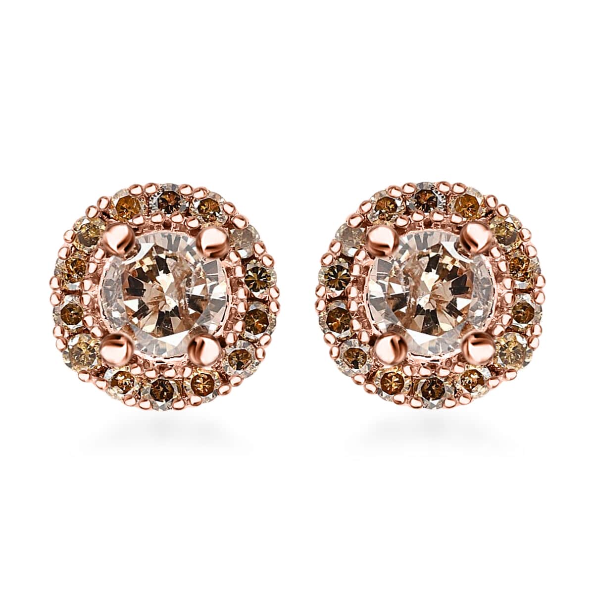 Buy Natural Champagne Diamond Earrings, Diamond Studs, 10K Rose