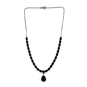 Australian Black Tourmaline Cluster 31.23 ctw Necklace in Platinum Over Sterling Silver 18 Inches