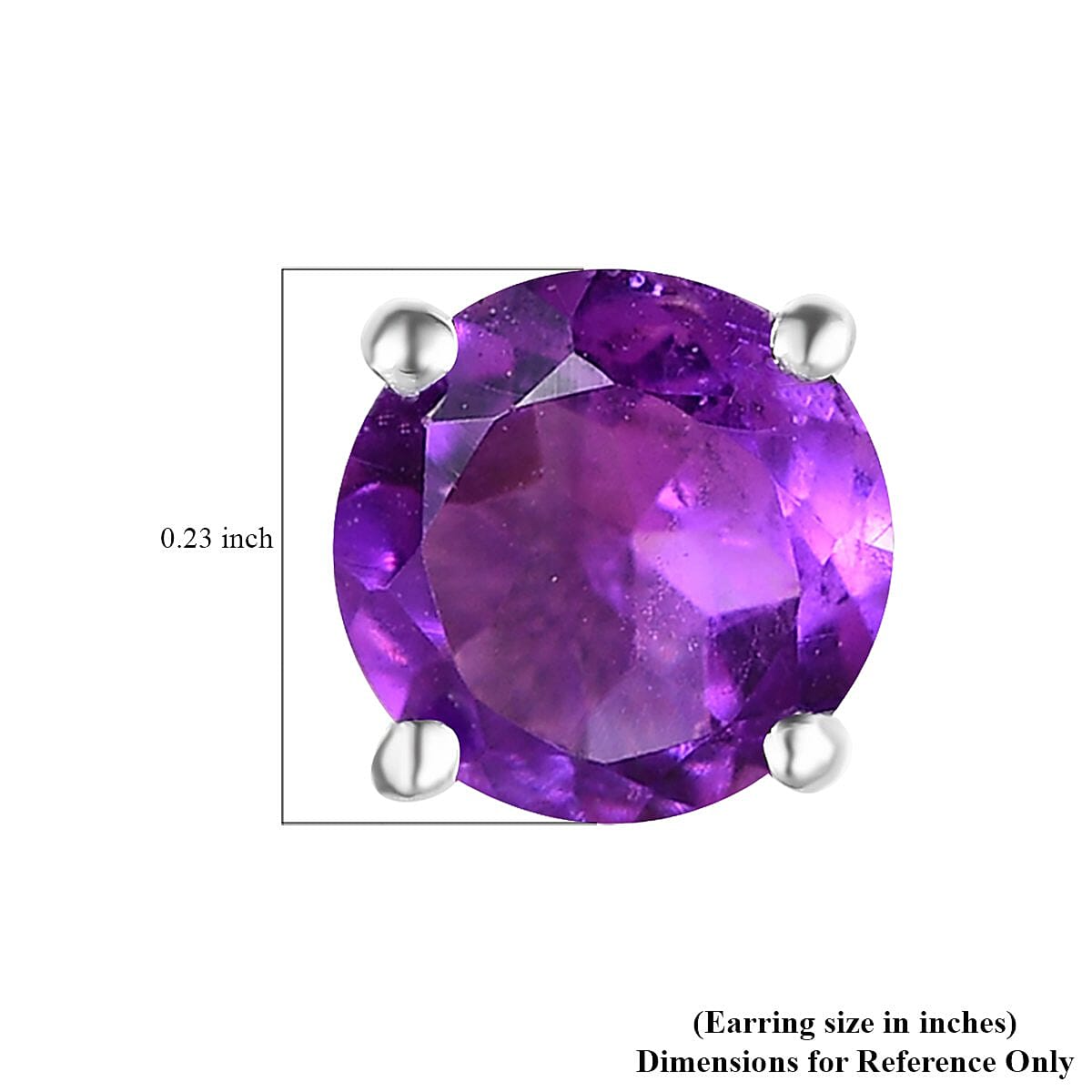 Amethyst Solitaire Stud Earrings in Sterling Silver 1.50 ctw
