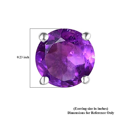 Amethyst Solitaire Stud Earrings in Sterling Silver 1.50 ctw