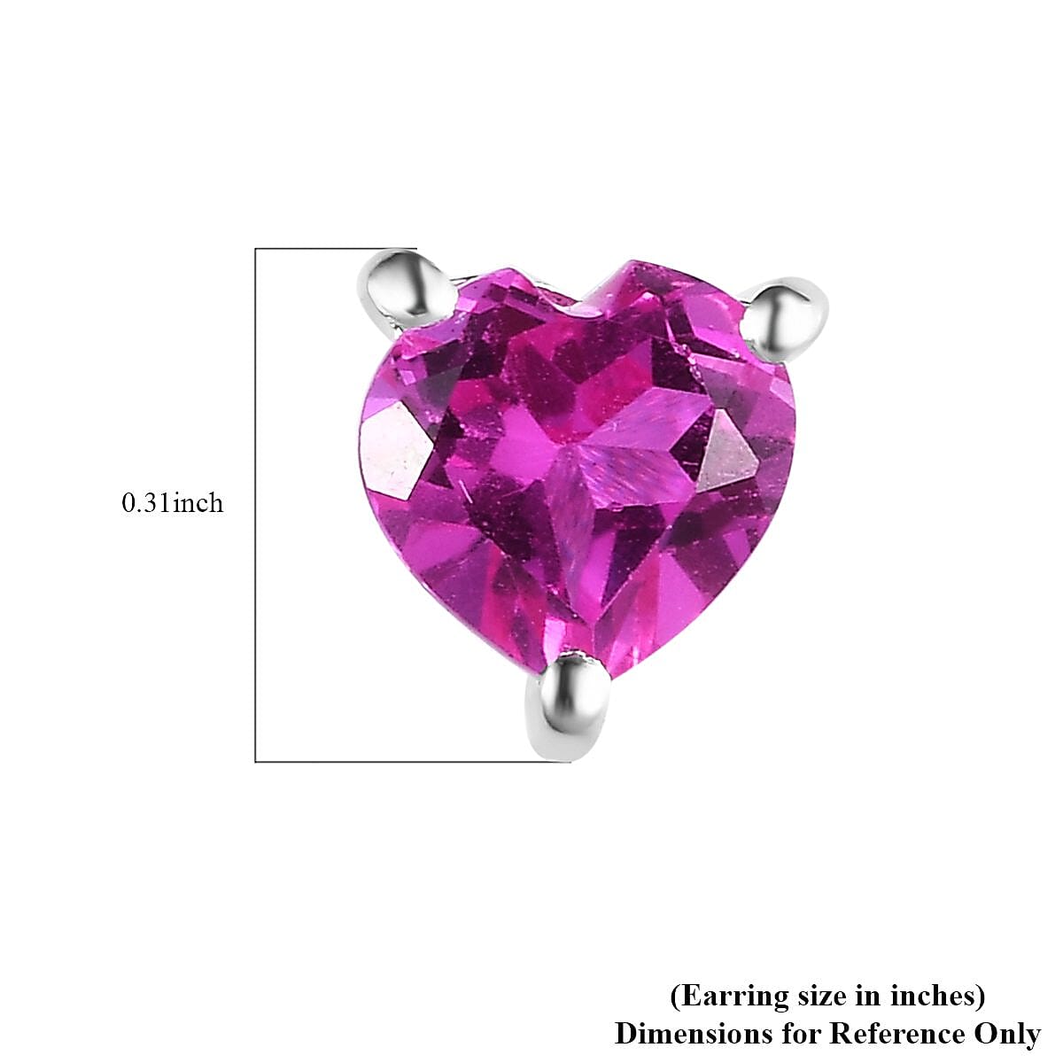 Lab Created Pink Sapphire Heart Stud Earrings in Sterling Silver 1.60 ctw image number 6