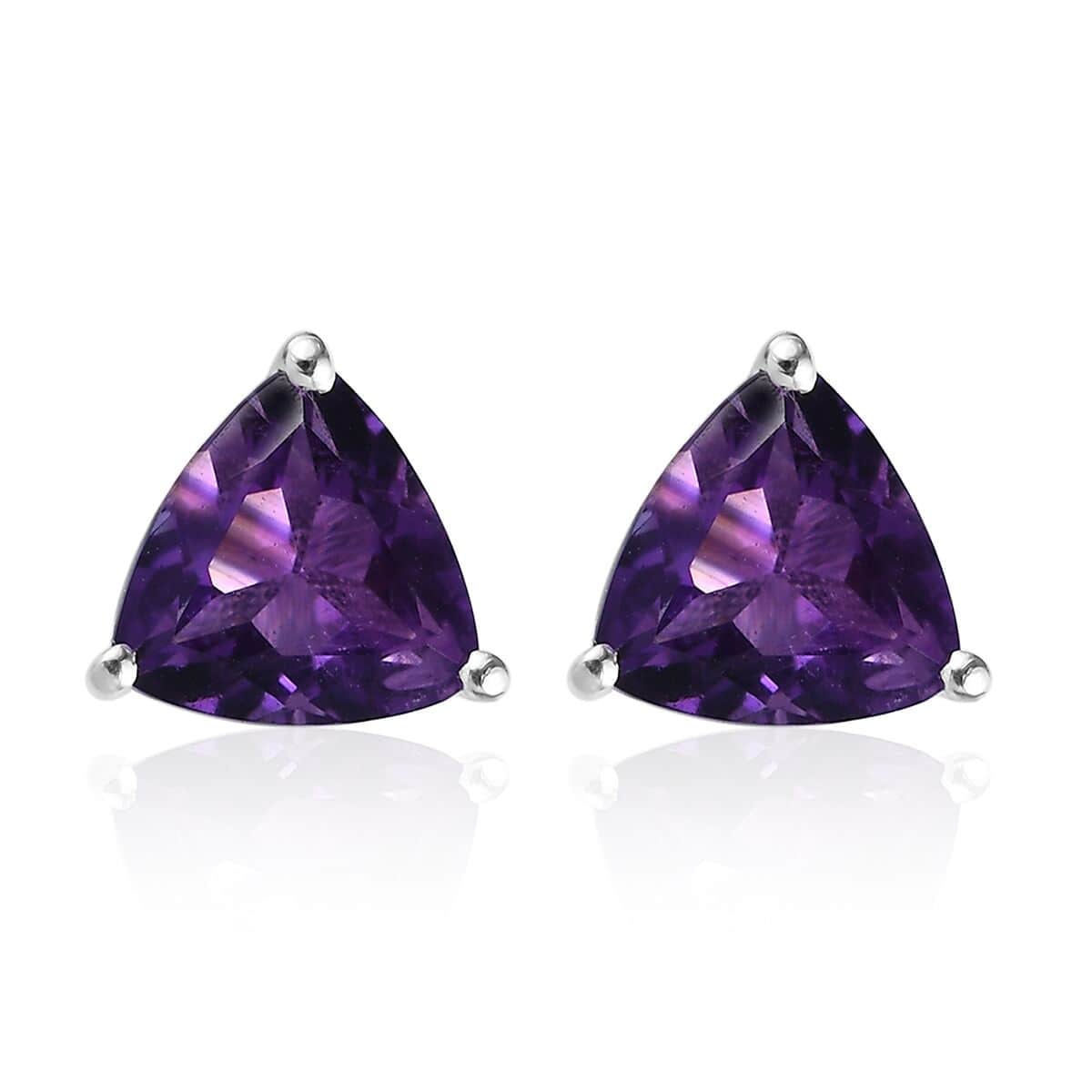 African Amethyst 1.00 ctw Solitaire Stud Earrings in Sterling Silver image number 0