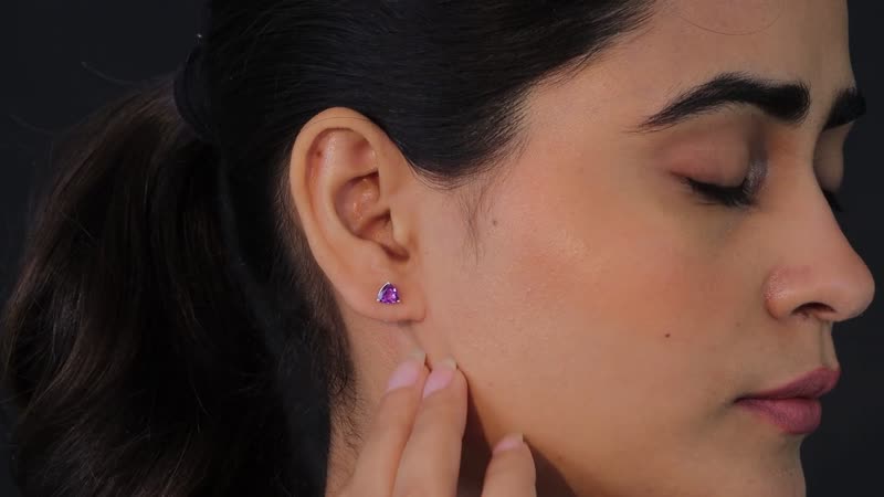 African Amethyst Solitaire Stud Earrings in Sterling Silver 1.00 ctw