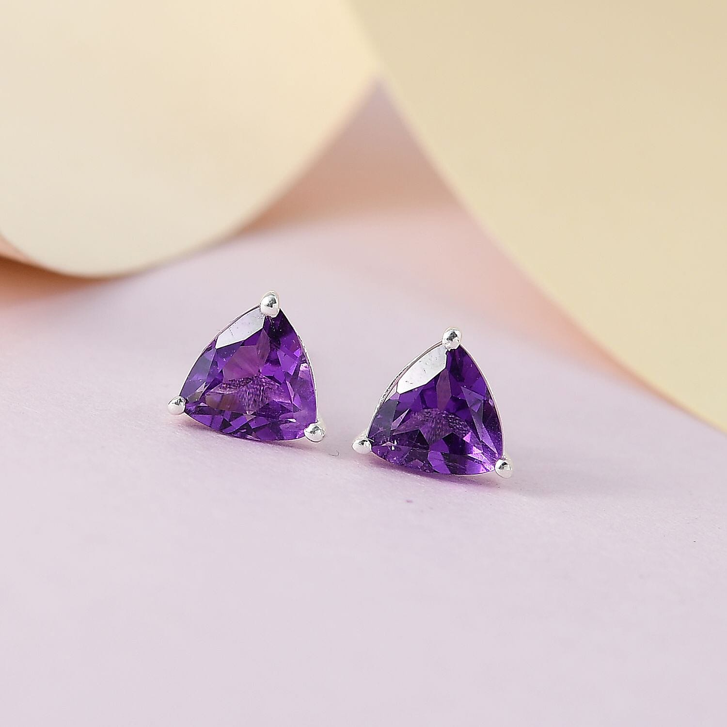 African Amethyst 1.00 ctw Solitaire Stud Earrings in Sterling Silver
