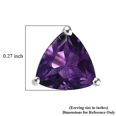 African Amethyst 1.00 ctw Solitaire Stud Earrings in Sterling Silver