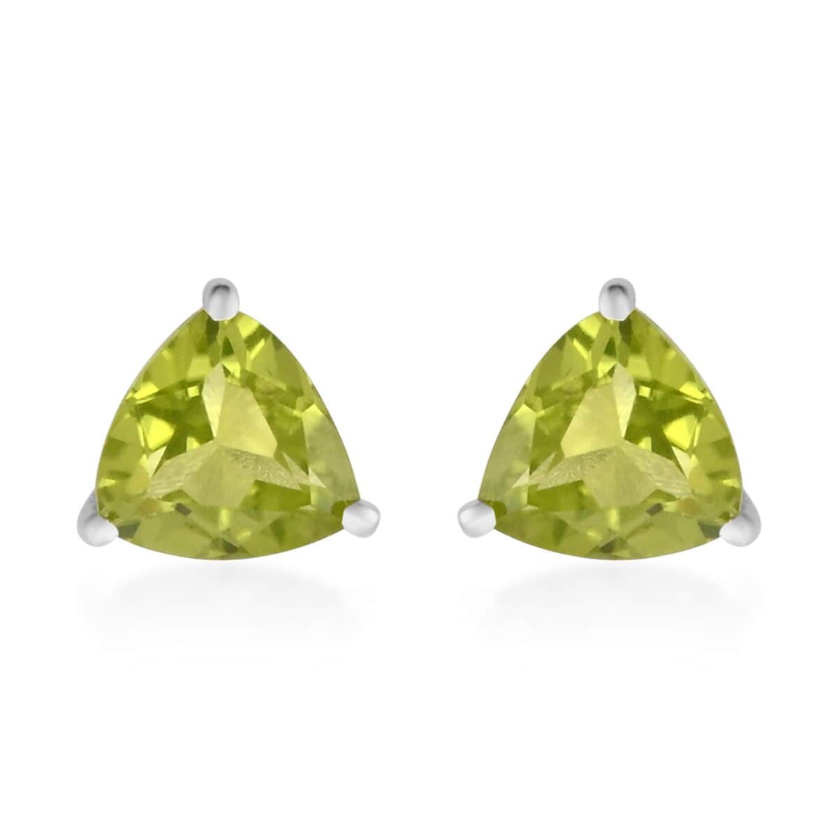 Peridot Solitaire Stud Earrings in Sterling Silver 1.15 ctw image number 0