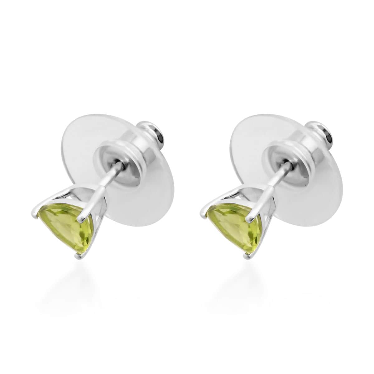 Peridot Solitaire Stud Earrings in Sterling Silver 1.15 ctw image number 3