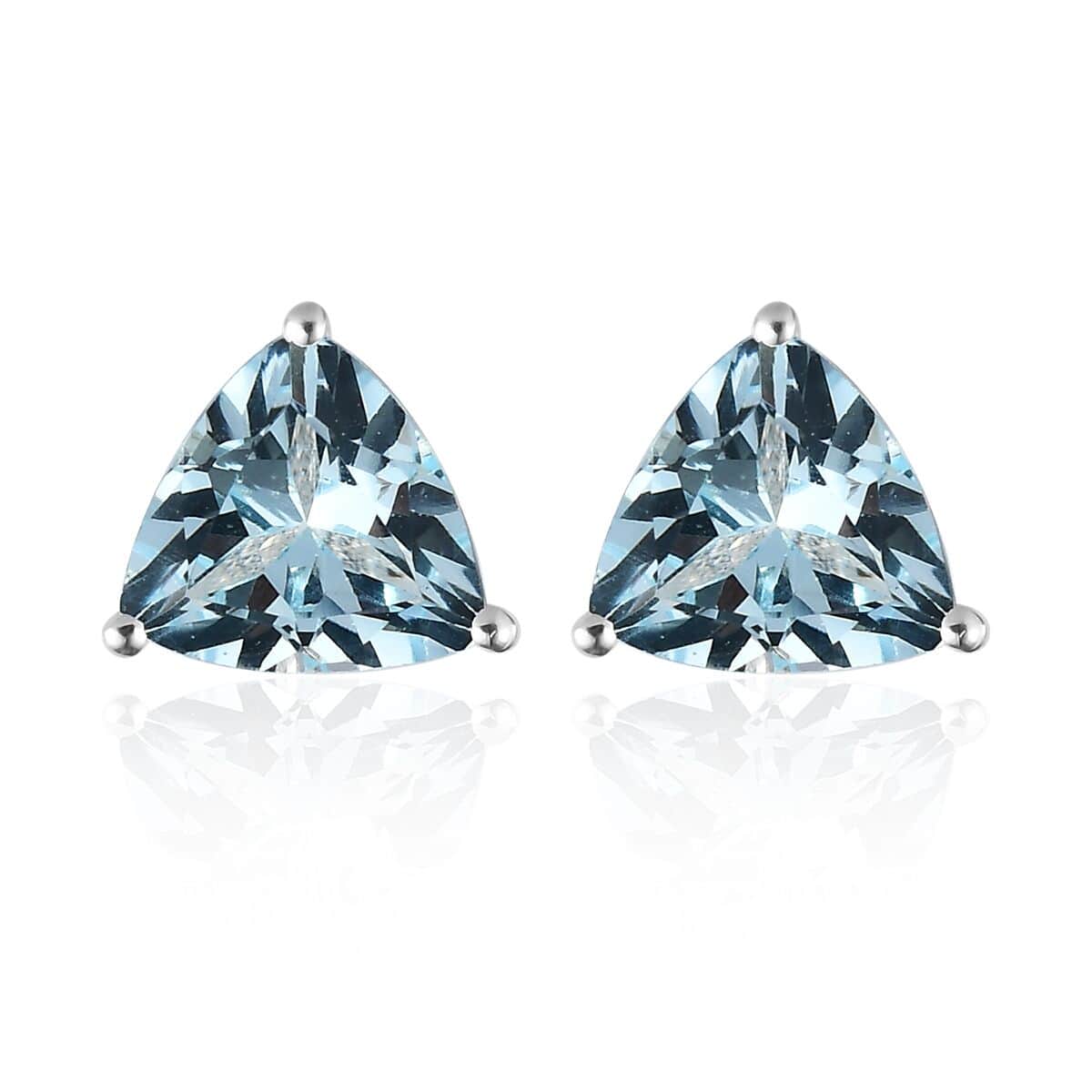 Sky Blue Topaz 1.40 ctw Solitaire Stud Earrings in Sterling Silver image number 0