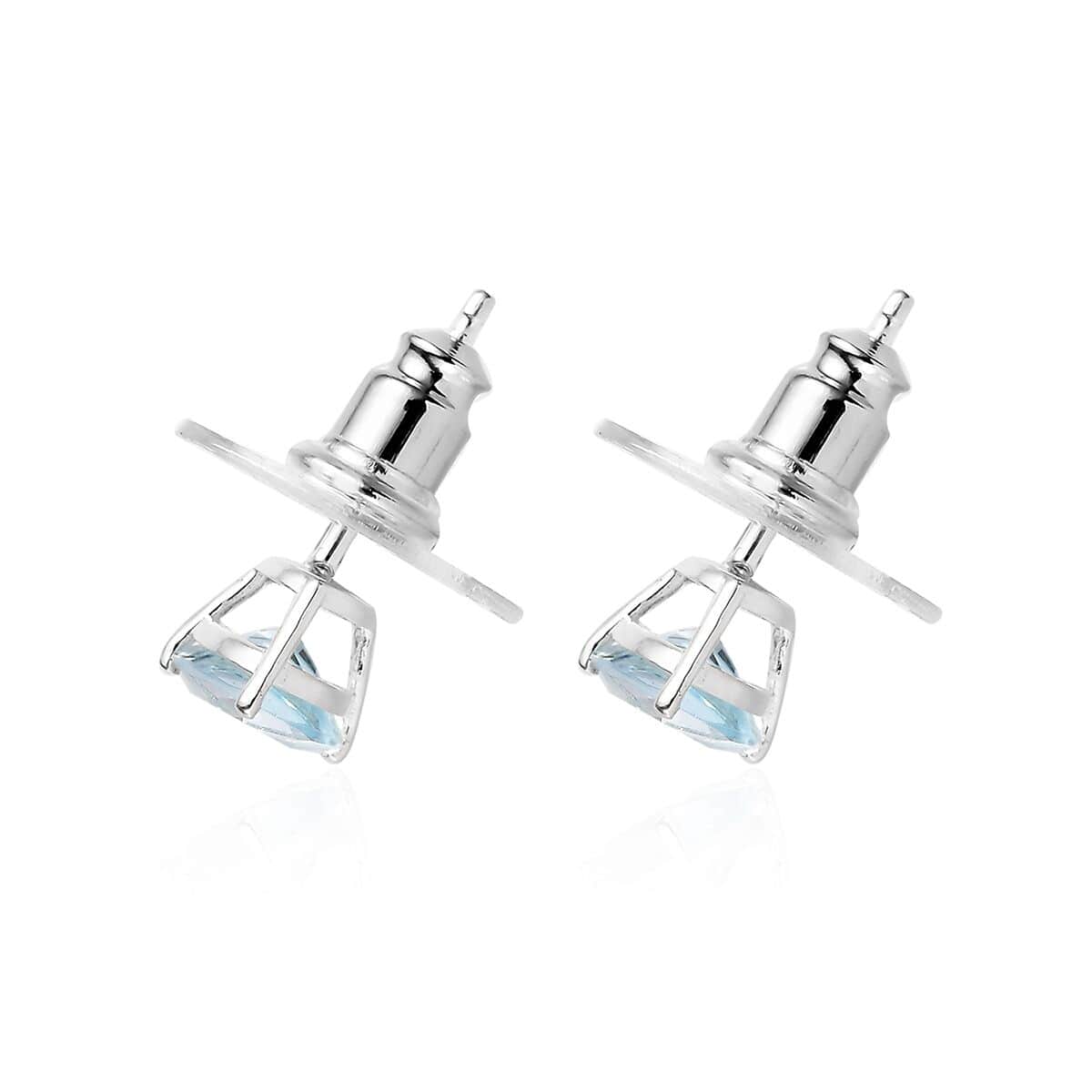 Sky Blue Topaz 1.40 ctw Solitaire Stud Earrings in Sterling Silver image number 5