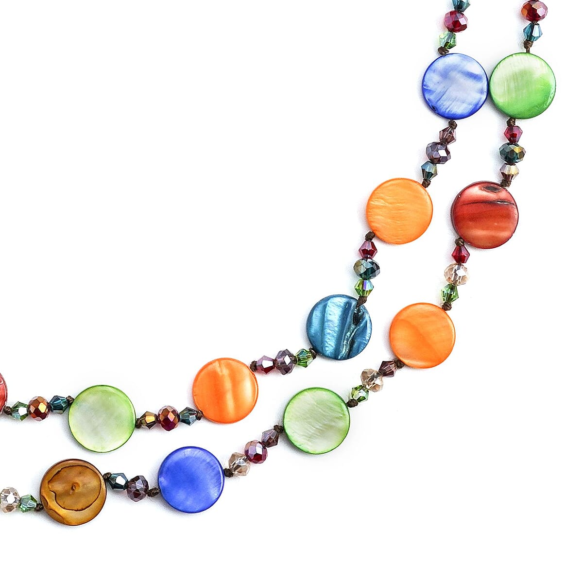Multi Color Pearl Coin and Multi Color Glass Beaded Necklace 47 Inches image number 2