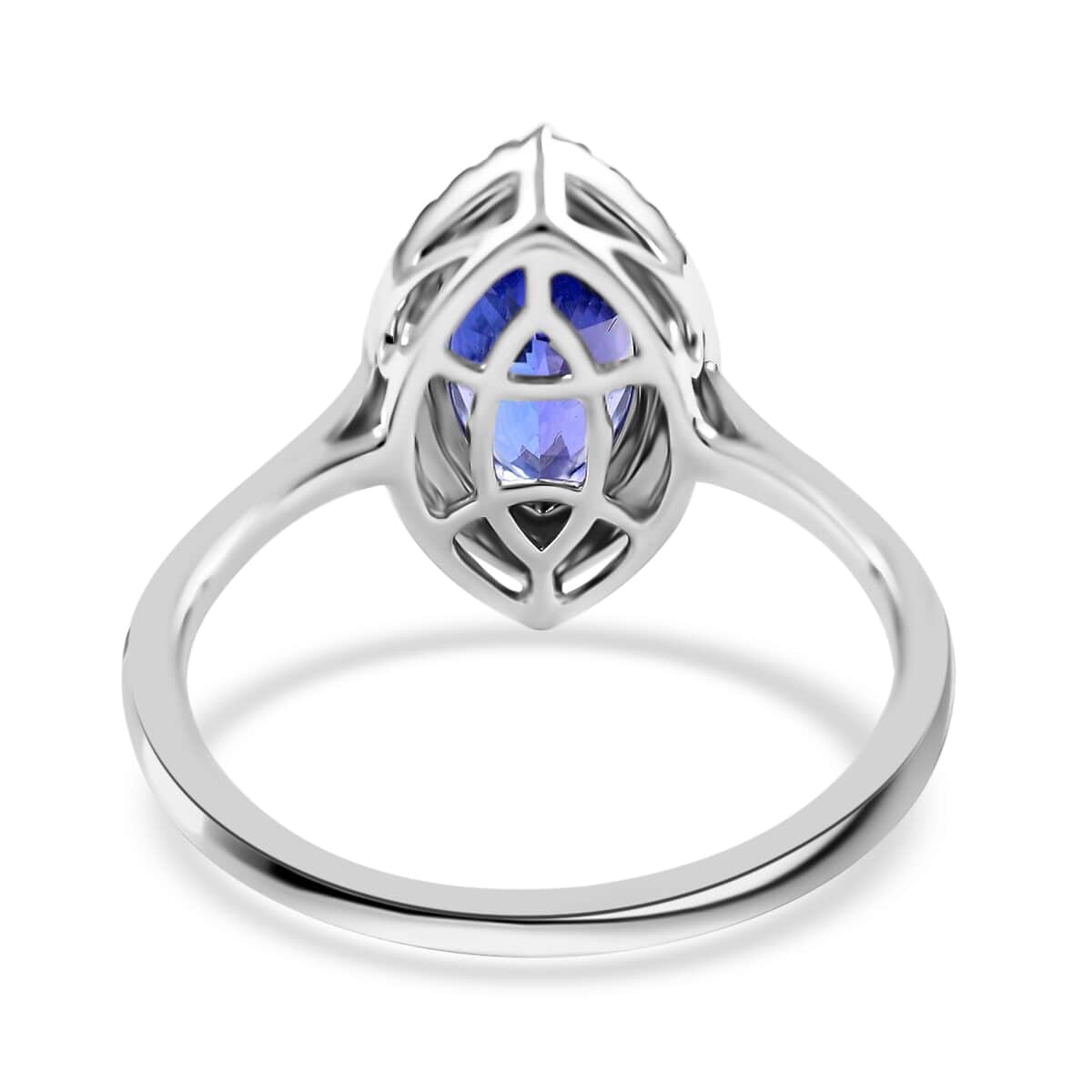Certified & Appraised Iliana 18K White Gold AAA Tanzanite and G-H SI Diamond Halo Ring (Size 10.0) 2.20 ctw image number 4