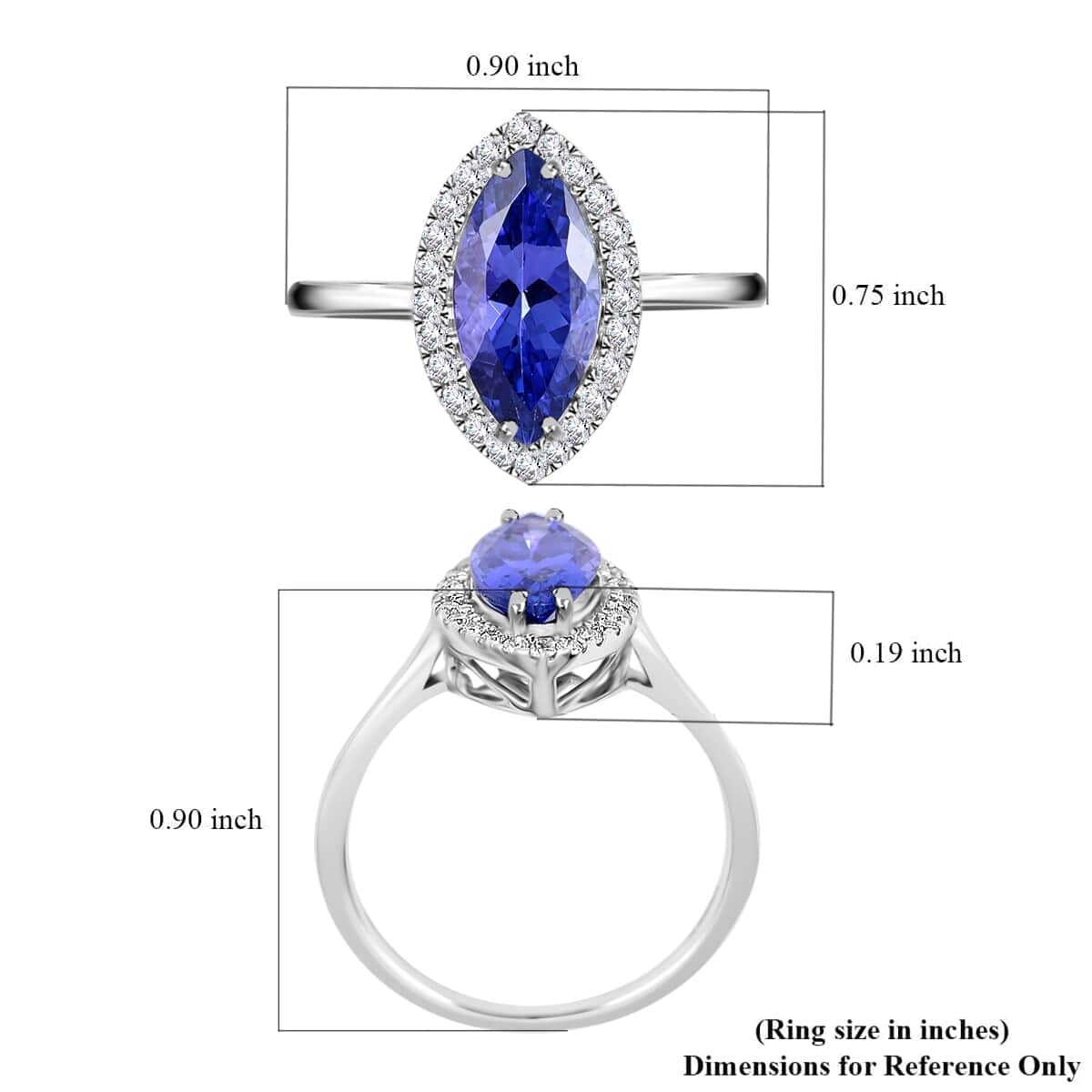 Certified & Appraised Iliana 18K White Gold AAA Tanzanite and G-H SI Diamond Halo Ring (Size 10.0) 2.20 ctw image number 5