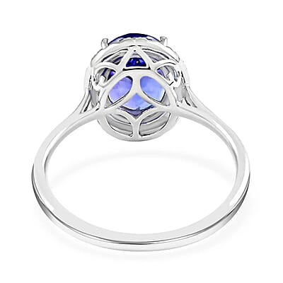 Iliana Certified & Appraised AAA Tanzanite and G-H SI Diamond 3.25 ctw Accent Ring, Tanzanite Halo Ring, 18K White Gold Ring, Wedding Ring (Size 10.0)