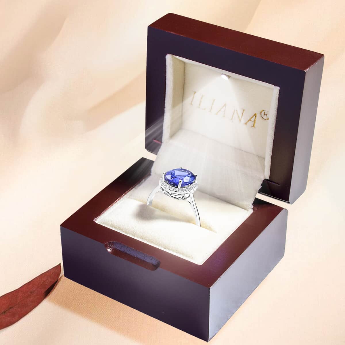 Iliana Certified & Appraised AAA Tanzanite Ring,  G-H SI Diamond Accent Ring, Tanzanite Halo Ring, 18K White Gold Ring, Wedding Ring 3.25 ctw image number 6