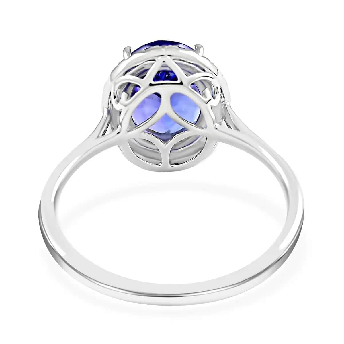 Iliana Certified & Appraised AAA Tanzanite and G-H SI Diamond 3.25 ctw Accent Ring, Tanzanite Halo Ring, 18K White Gold Ring, Wedding Ring (Size 6.0) image number 4