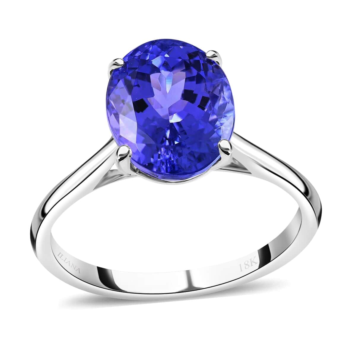 Certified ILIANA 18K White Gold AAA Tanzanite Solitaire Ring 3.07 Grams 2.75 ctw (Delivery in 5-7 Business Days) image number 0