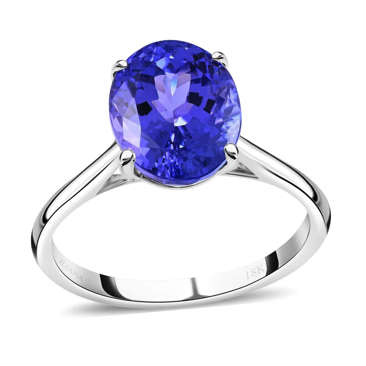Ankur Treasure Chest Certified & Appraised Iliana 18K White Gold AAA Tanzanite Solitaire Ring (Size 6.0) 2.75 ctw image number 0
