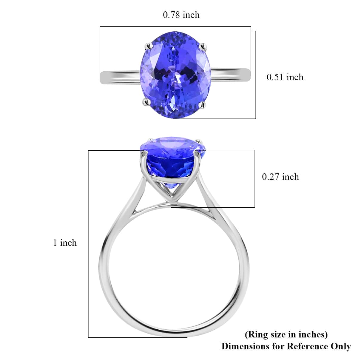 Ankur Treasure Chest Certified & Appraised Iliana 18K White Gold AAA Tanzanite Solitaire Ring (Size 6.0) 2.75 ctw image number 5