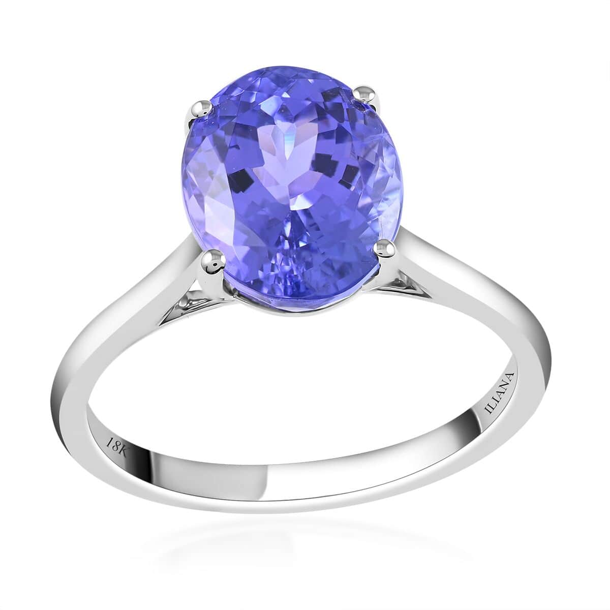 Ankur Treasure Chest Certified & Appraised Iliana 18K White Gold AAA Tanzanite Solitaire Ring (Size 8.0) 2.75 ctw image number 0