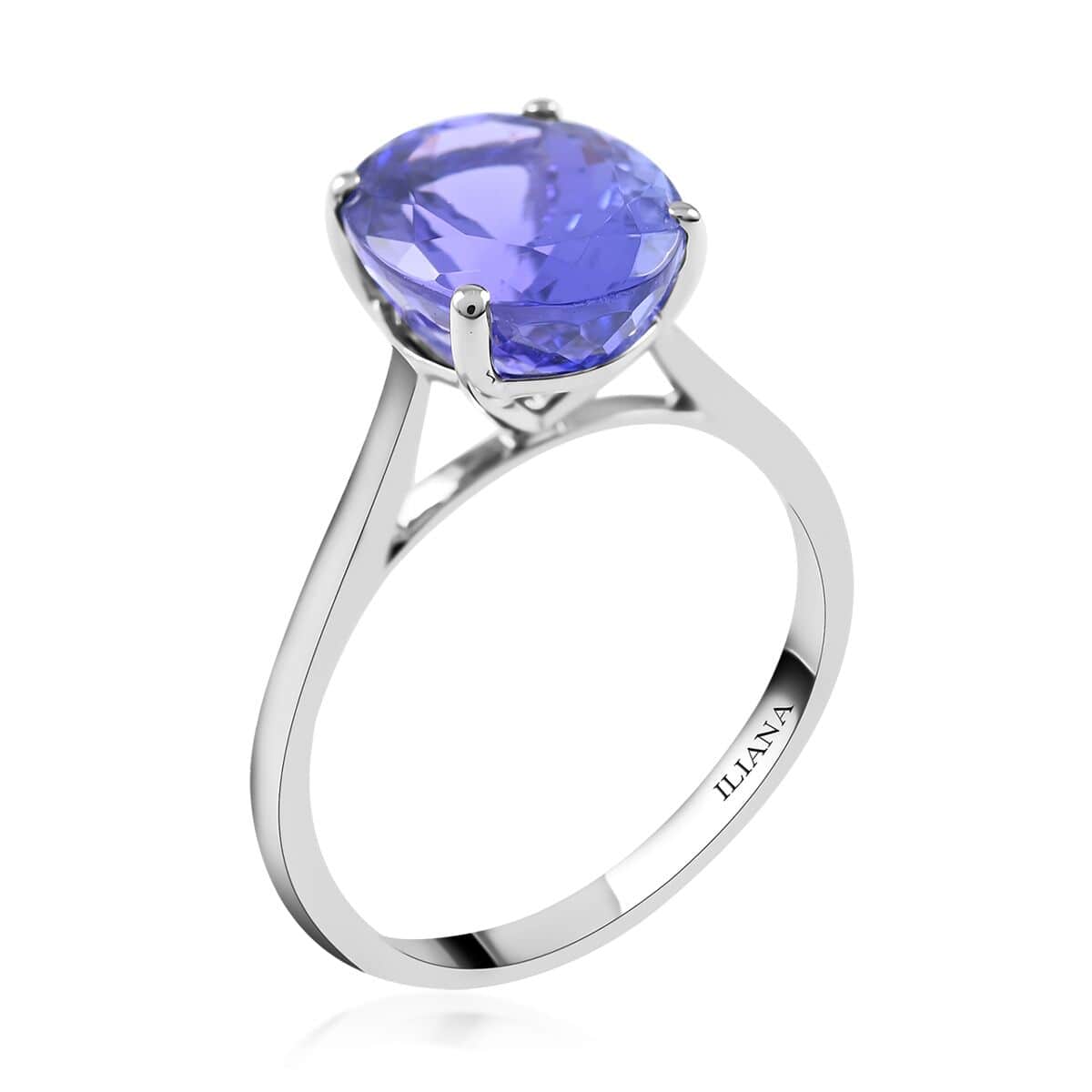 Ankur Treasure Chest Certified & Appraised Iliana 18K White Gold AAA Tanzanite Solitaire Ring (Size 8.0) 2.75 ctw image number 3