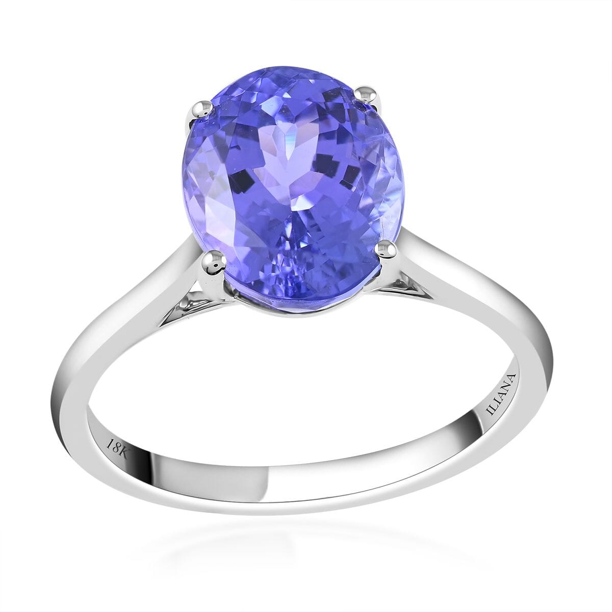 Ankur Treasure Chest Certified & Appraised Iliana 18K White Gold AAA Tanzanite Solitaire Ring (Size 9.0) 2.75 ctw (Del. in 10-15 Days)  image number 0