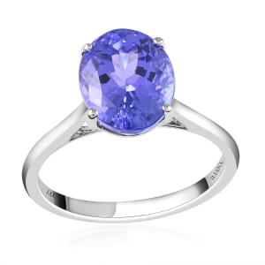 Ankur Treasure Chest Certified & Appraised Iliana 18K White Gold AAA Tanzanite Solitaire Ring (Size 9.0) 2.75 ctw (Del. in 10-15 Days) 