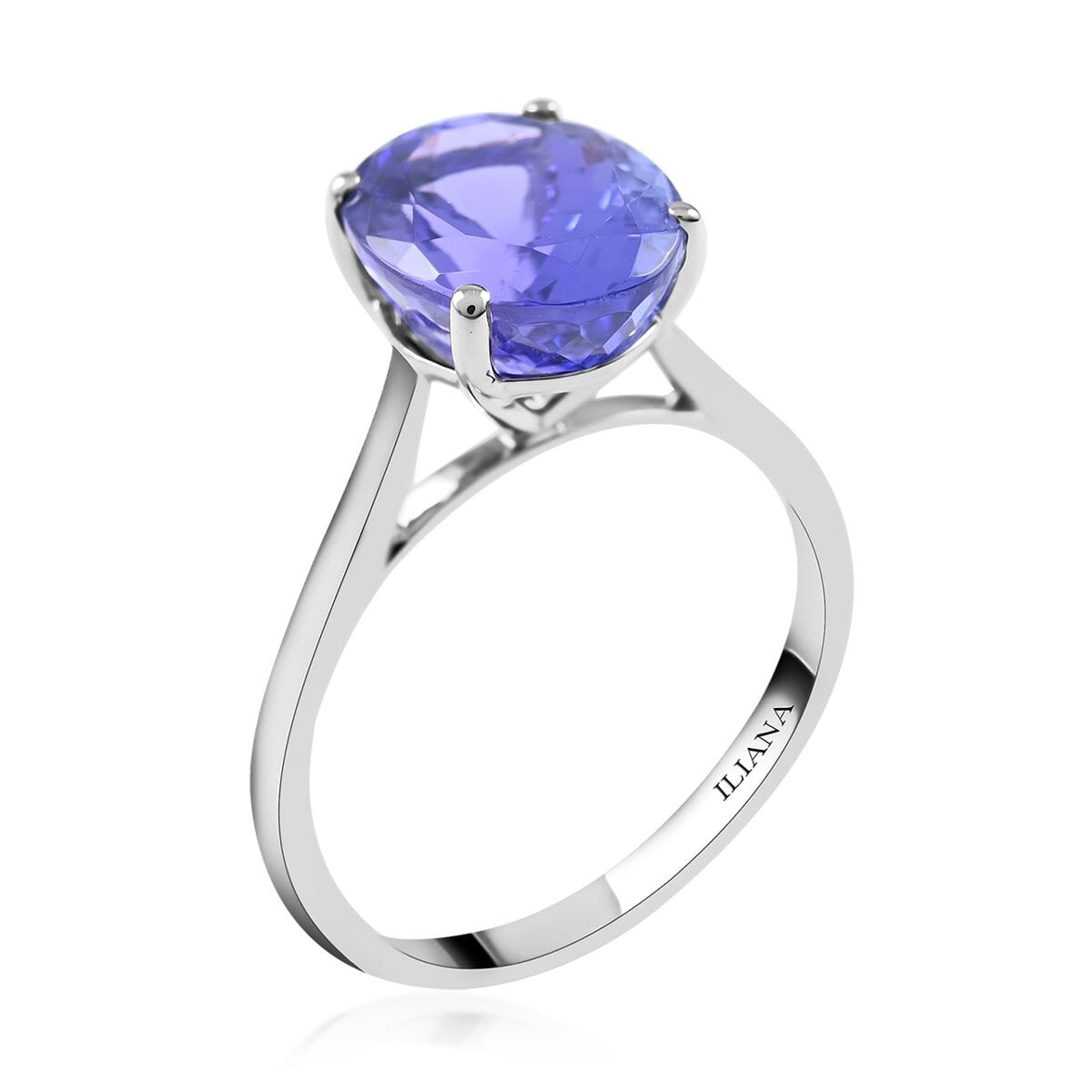 Ankur Treasure Chest Certified & Appraised Iliana 18K White Gold AAA Tanzanite Solitaire Ring (Size 9.0) 2.75 ctw (Del. in 10-15 Days)  image number 3