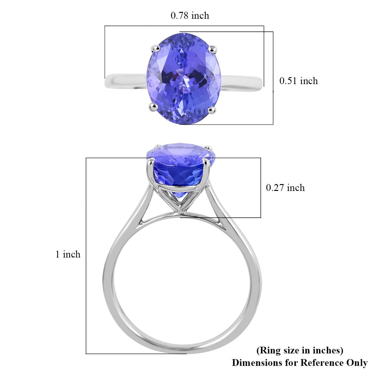 Ankur Treasure Chest Certified & Appraised Iliana 18K White Gold AAA Tanzanite Solitaire Ring (Size 9.0) 2.75 ctw (Del. in 10-15 Days)  image number 5