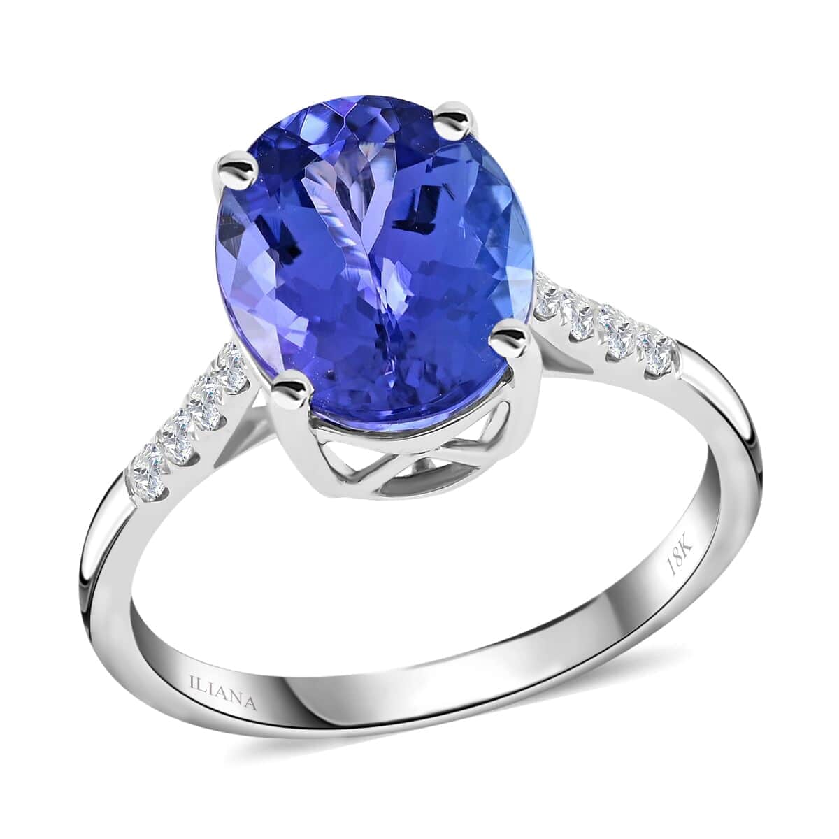Certified & Appraised Iliana 18K White Gold AAA Tanzanite and G-H SI Diamond Ring (Size 10.0) 3.50 ctw image number 0