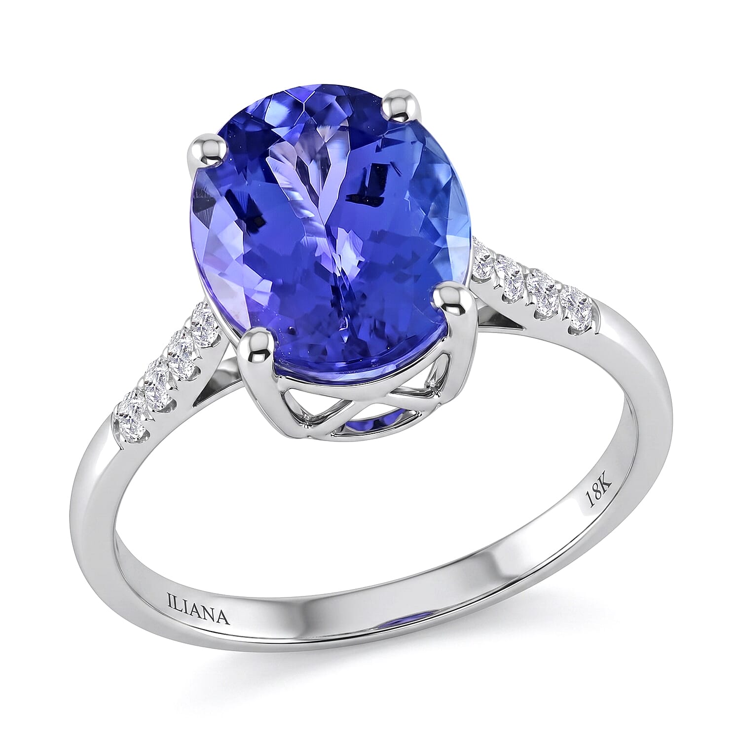 Certified & Appraised Iliana 18K White Gold AAA Tanzanite and G-H SI Diamond Ring (Size 10.0) 3.50 ctw