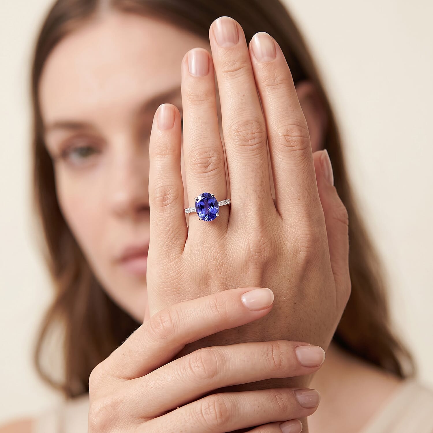 Certified & Appraised Iliana 18K White Gold AAA Tanzanite and G-H SI Diamond Ring (Size 6.0) 3.50 ctw