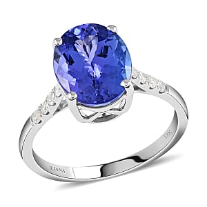 Certified & Appraised Iliana 18K White Gold AAA Tanzanite and G-H SI Diamond Ring (Size 9.0) 3.50 ctw